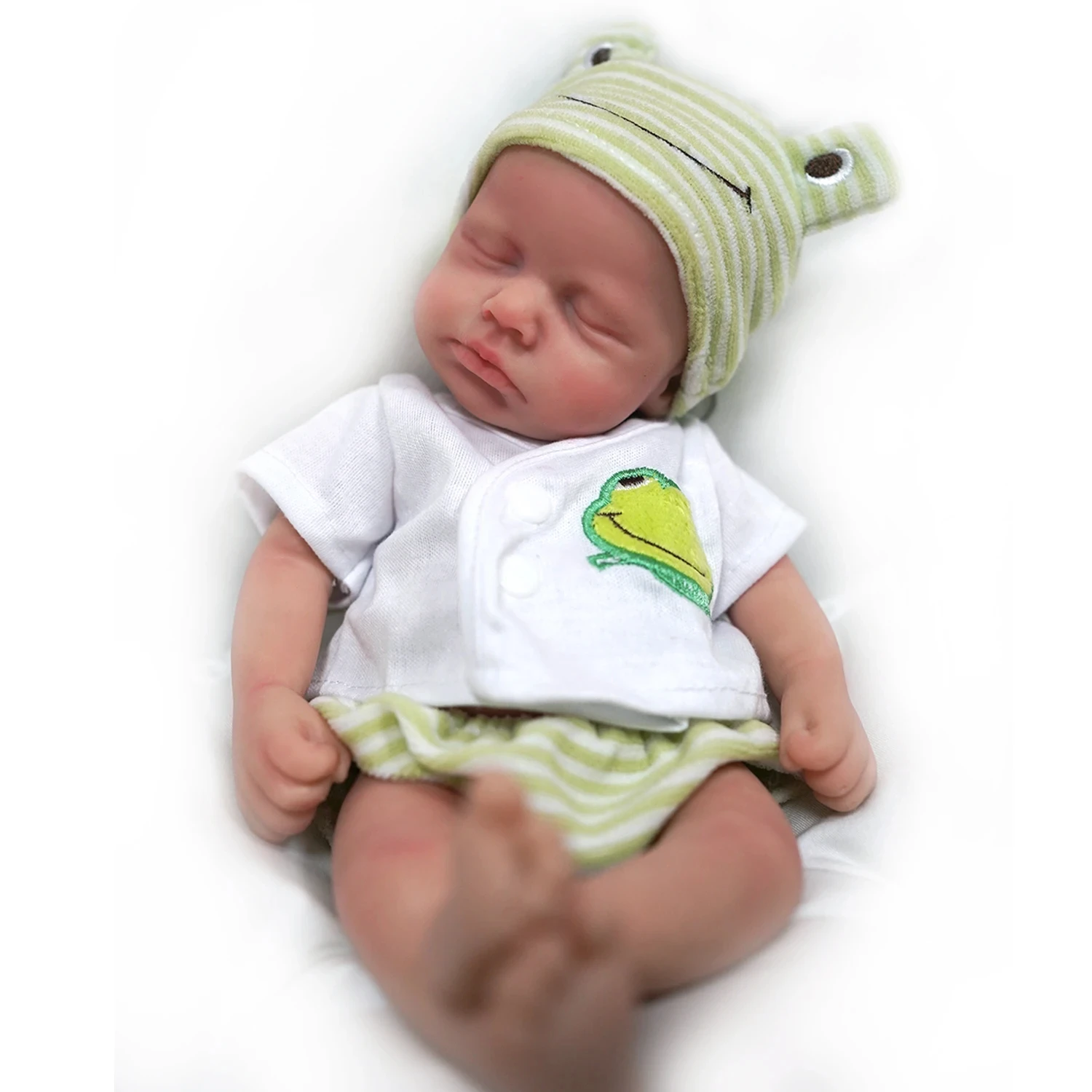 Reborn Baby Doll Silicone Realistic - 子供のための全身シリコンマイクロプレッシー人形,リアルなミニ人形,生まれ変わった,ゲームの抗ストレス,12インチ,30cm