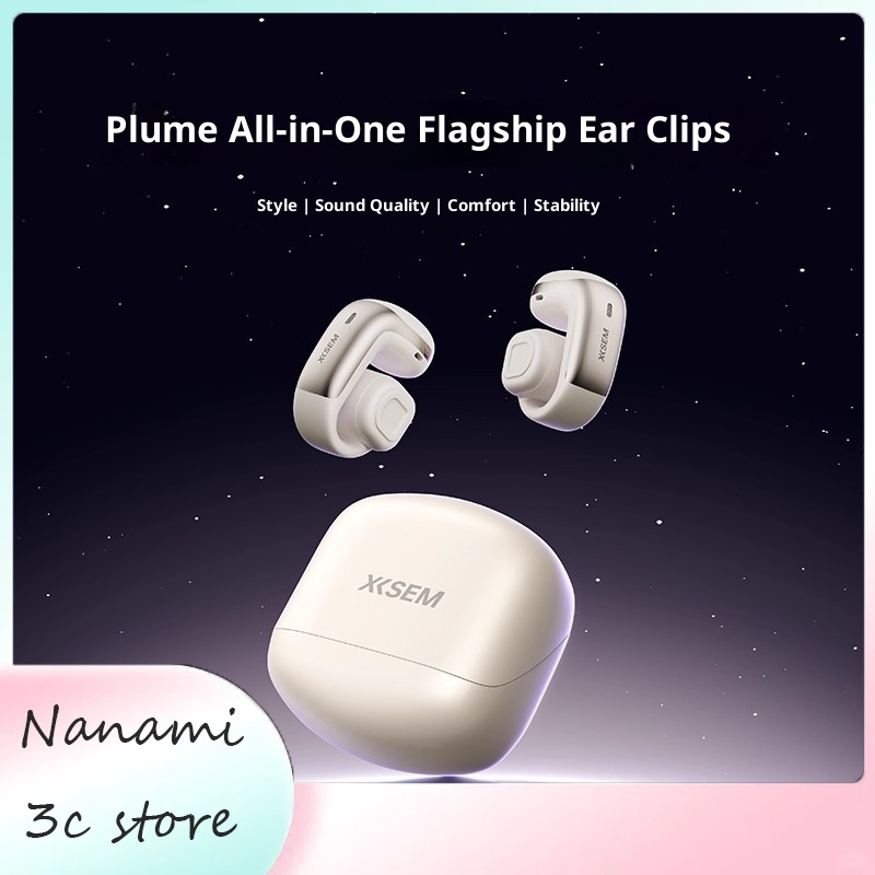 Video Games - XISEM Plume オープンイヤー クリップヘッドホン、Hi-Fi DSP、0.06秒のゲーム遅延、ノイズリダクション、防水、長いバッテリー寿命