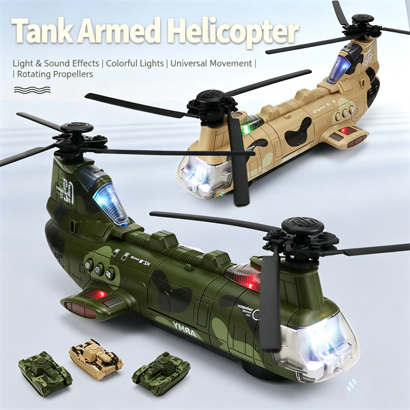 Educational Toys - 電動バンプ＆ゴー輸送機おもちゃ 360度回転 LEDライト 音楽 ユニバーサルホイール 幼児向け