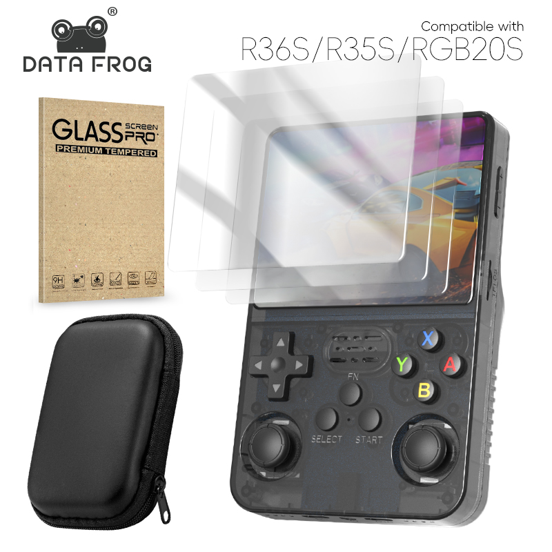 Retro Handheld Game Console R36S - データカエル R36S スクリーンプロテクター強化ガラスプロテクター R35S RGB20S レトロハンドヘルドゲームコンソールアクセサリー