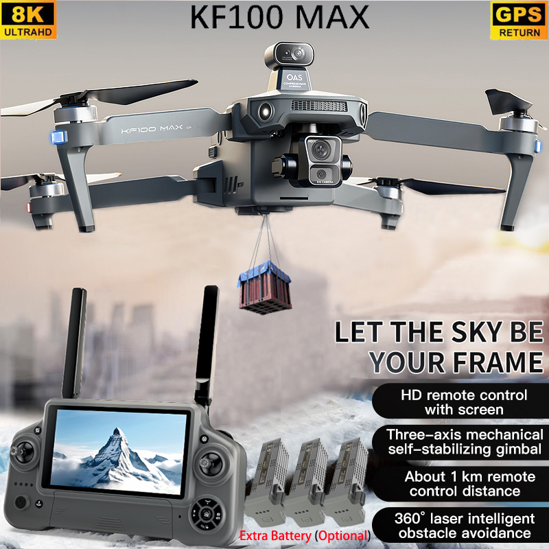 Fpv Brushless Rc Drone 4K - KF100 MAX GPSドローン 4Kカメラ 3軸ジンバル WIFI障害物回避