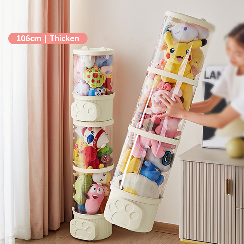 Dolls - 透明なぬいぐるみ収納ボックス、防湿ぬいぐるみオーガナイザーチューブ、子供のおもちゃや家庭整理用
