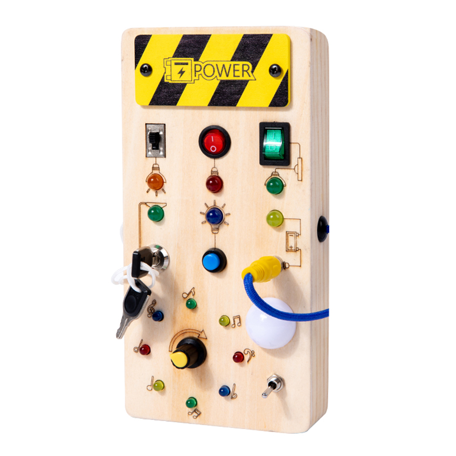 Montessori Wooden Busy Board Toddler - モンテッソーリビジーボード感覚おもちゃ木製 LED ライトスイッチ制御ボード旅行活動子供のゲーム 2-4 歳