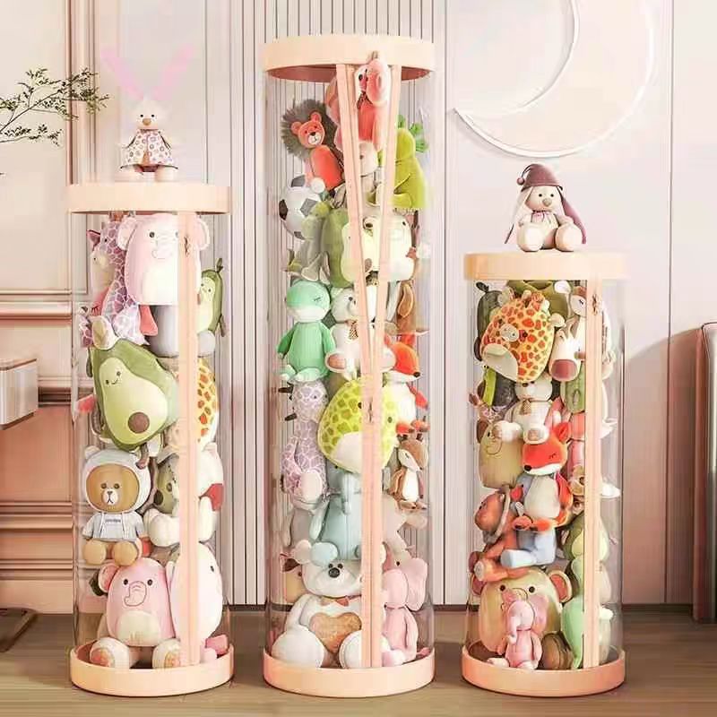 ジッパー付きぬいぐるみ収納バレル 省スペース透明人形収納シリ - Dolls のレビューと価格
