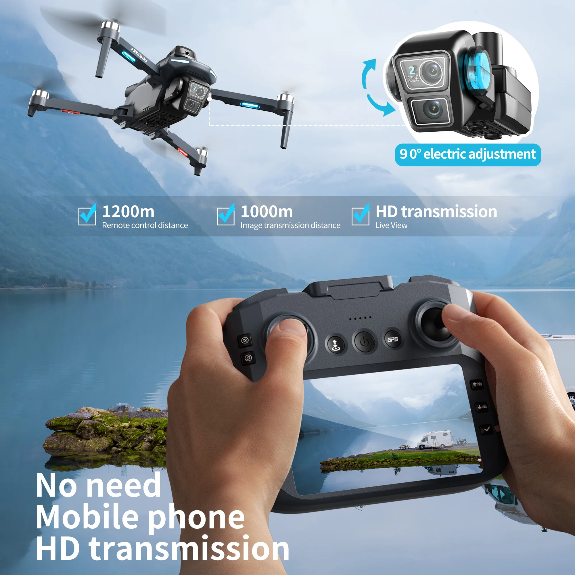 オリジナルXT606ドローン プロフェッショナル 8K HD - Fpv Brushless Rc Drone 4K のレビューと価格