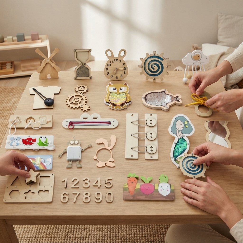 ホットビジーボード モンテッソーリ木製パズル DIYアクティ - Montessori Wooden Busy Board Toddler のレビューと価格