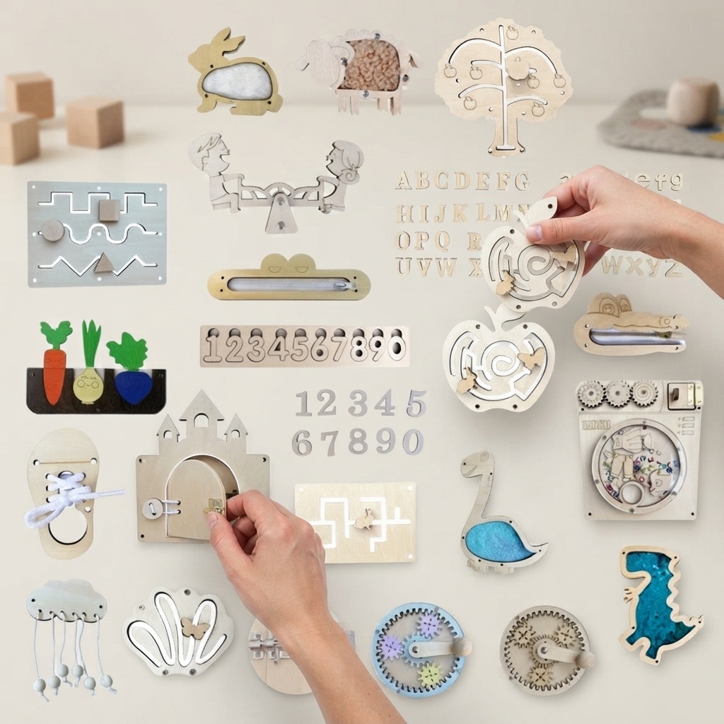 ホットビジーボード モンテッソーリ木製パズル DIYアクティ - Montessori Wooden Busy Board Toddler のレビューと価格