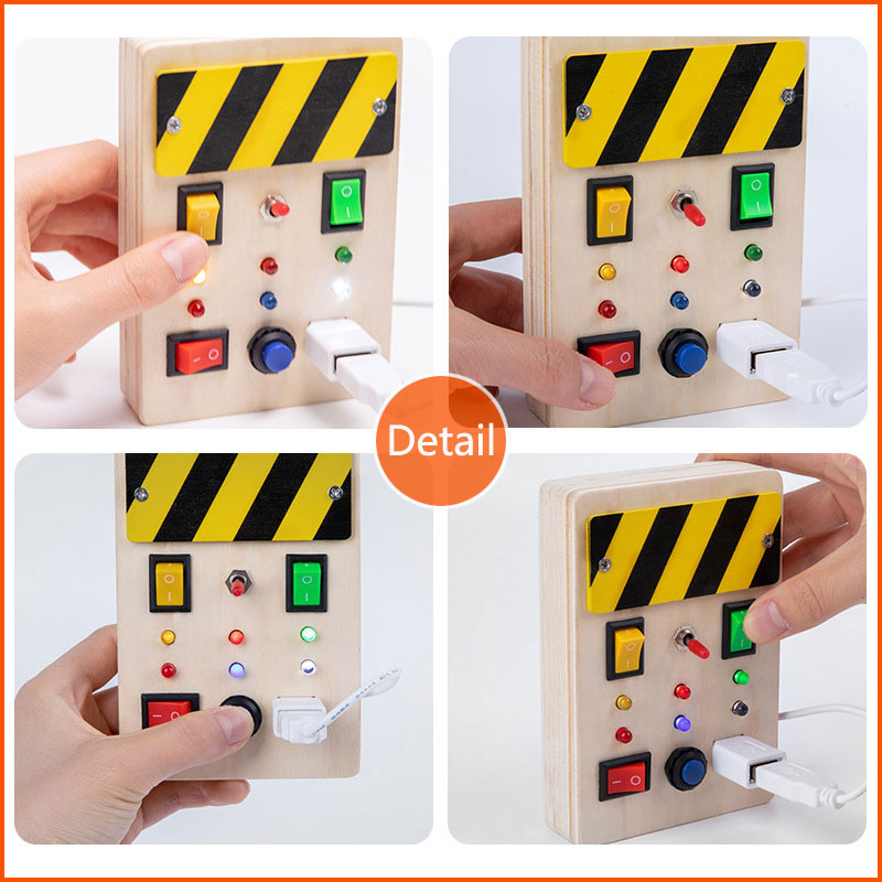 モンテッソーリビジーボード感覚おもちゃ木製 LED ライトス - Montessori Wooden Busy Board Toddler のレビューと価格