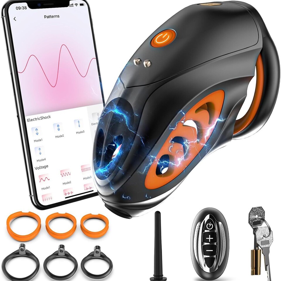 新しいワイヤレスリモコン電気ショックケージ 男性用貞操帯コッ - Remote Control Toys のレビューと価格