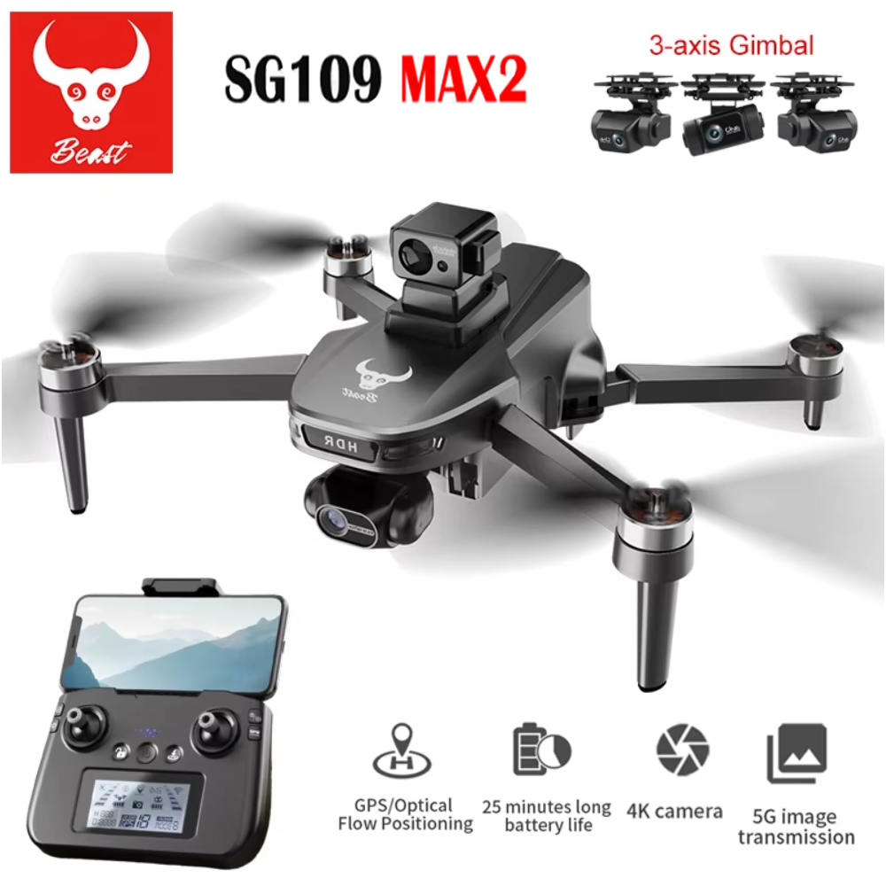 プロフェッショナルドローンsg109max2 fpv,8kカ - Fpv Brushless Rc Drone 4K のレビューと価格