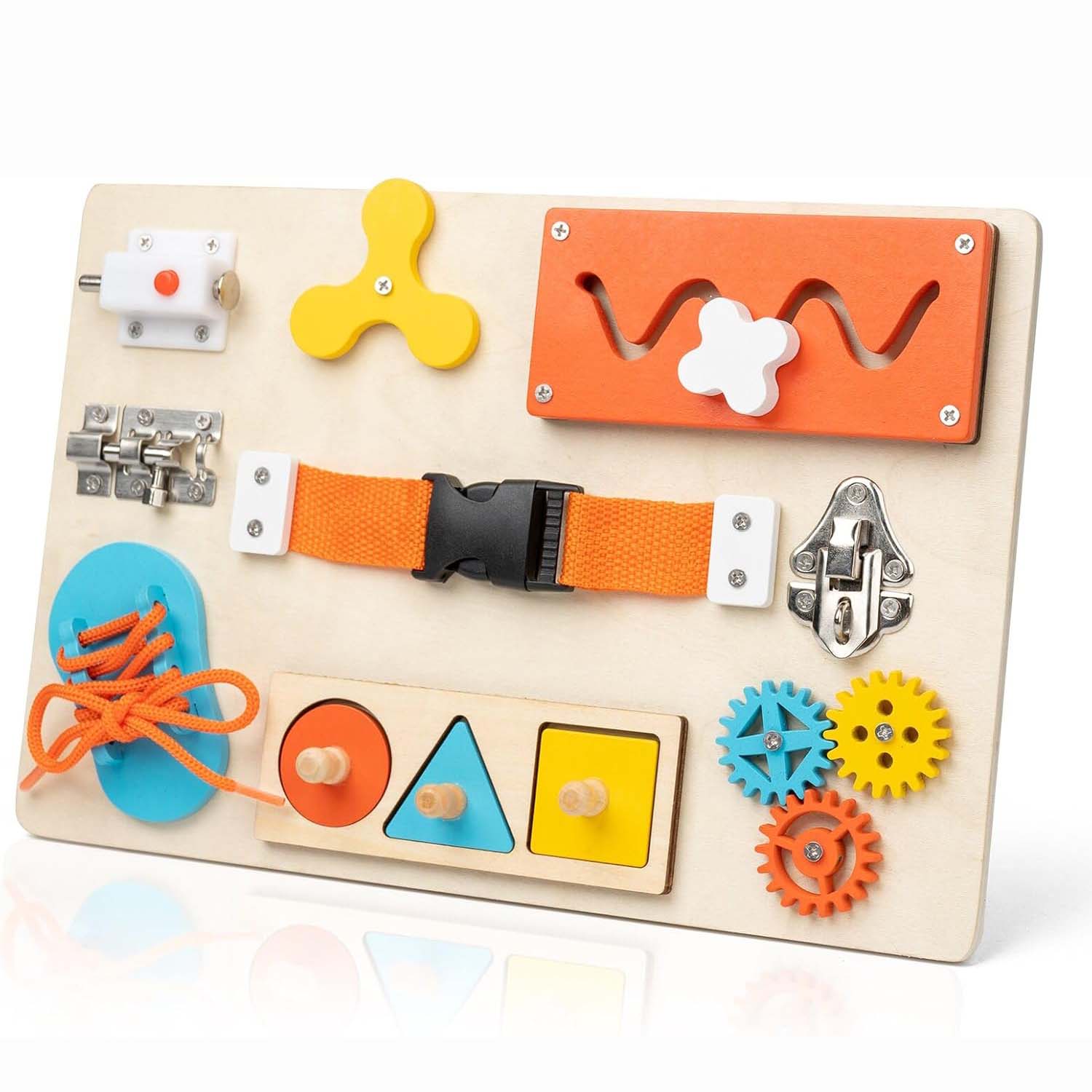 モンテッソーリ ビジーボード 幼児用 木製アクティビティ感覚 - Montessori Wooden Busy Board Toddler のレビューと価格