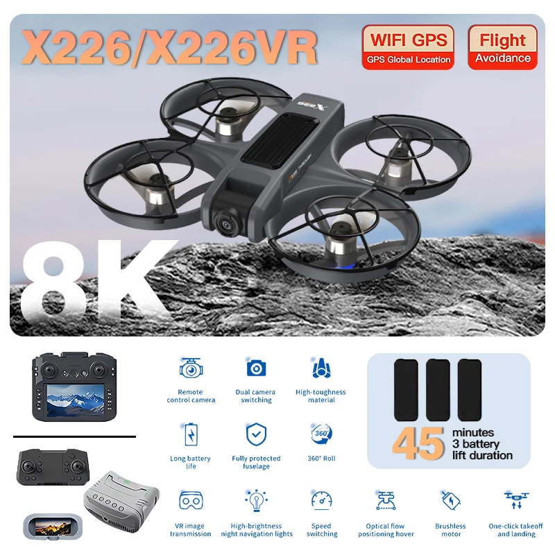 オリジナルX226/X226VR GPS折りたたみ式ドローン - Fpv Brushless Rc Drone 4K のレビューと価格