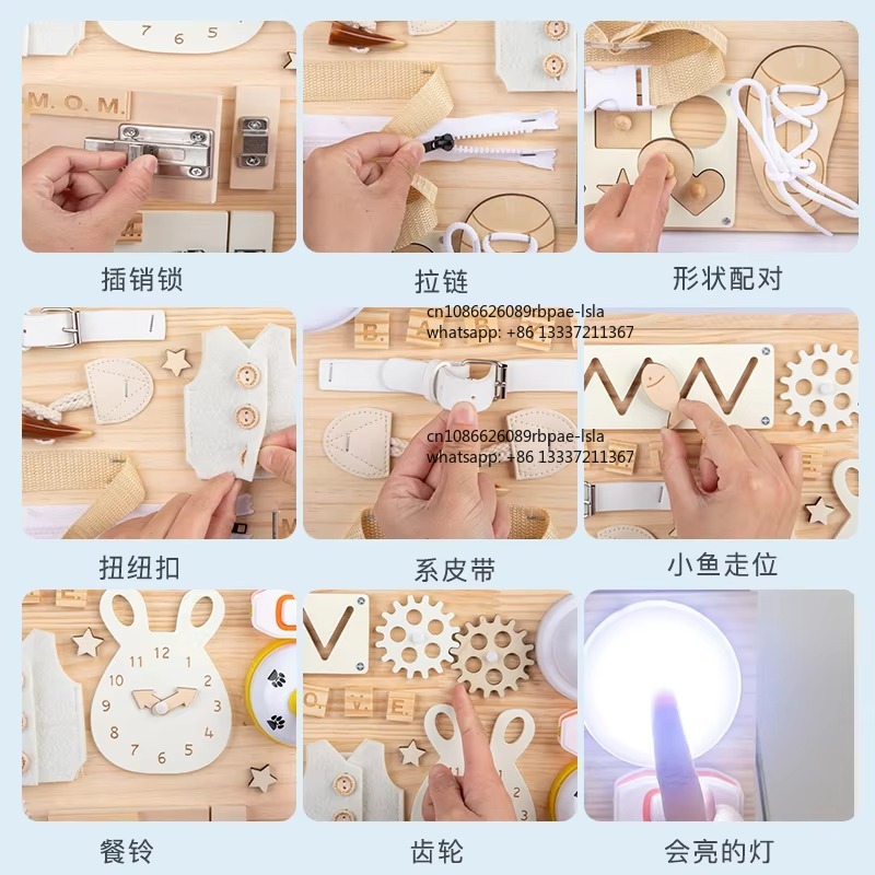 モンテッソーリ ビジーボード 木製感覚活動玩具 赤ちゃん 幼 - Montessori Wooden Busy Board Toddler のレビューと価格